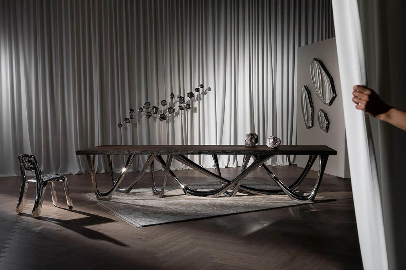 Steel In Rotation Chaise Long by Zieta Studio – Futuristic Metal Furniture - Zieta Studio Steel In Rotation Chaise Long by Zieta Studio – Futuristic Metal Furniture - Zieta Studio