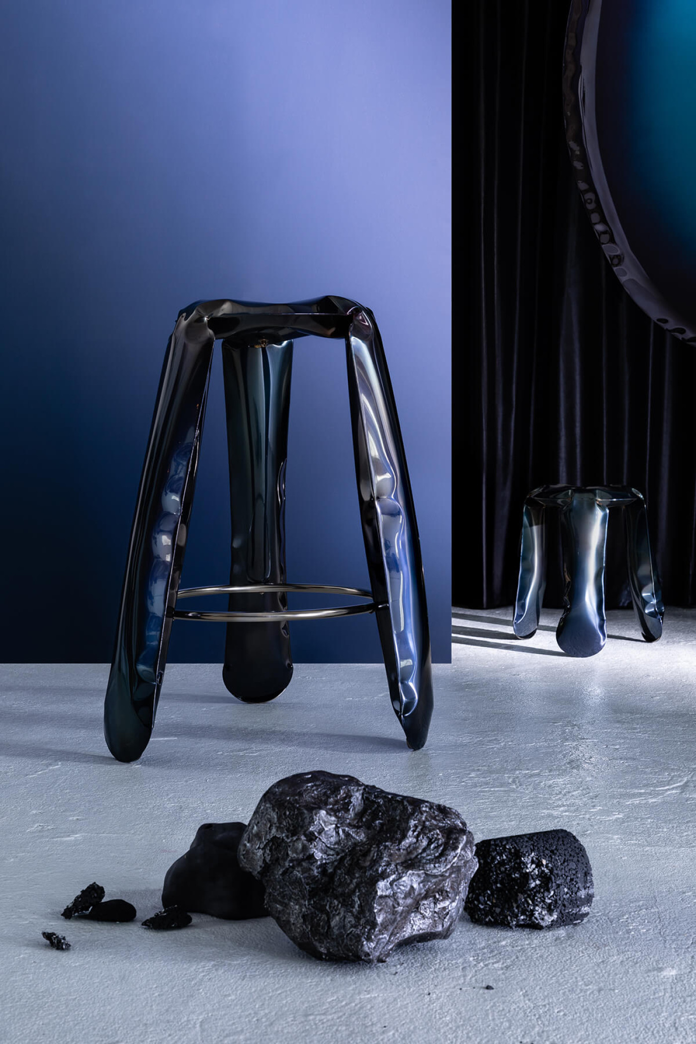 Zieta Plopp Bar stool heat cosmic blue